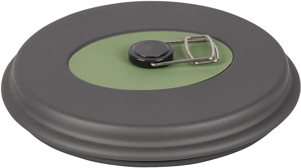Camping grytesett Explorer XL 4 deler hardanodisert aluminium nærbilde av lokk