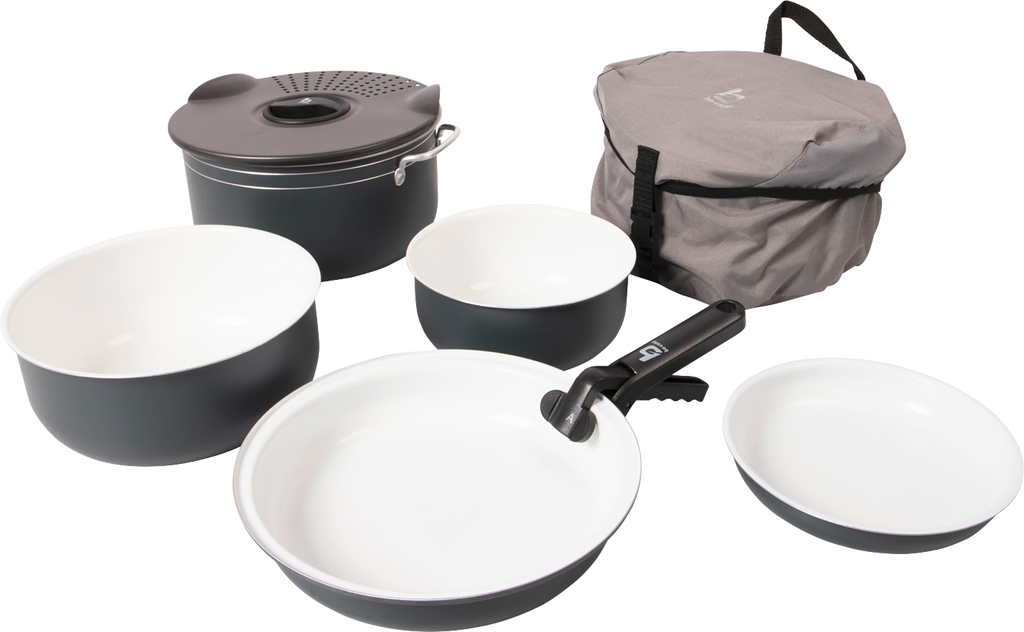 Camping kokekartsett 7 deler aluminium med keramisk belegg - Bo-Camp forfra