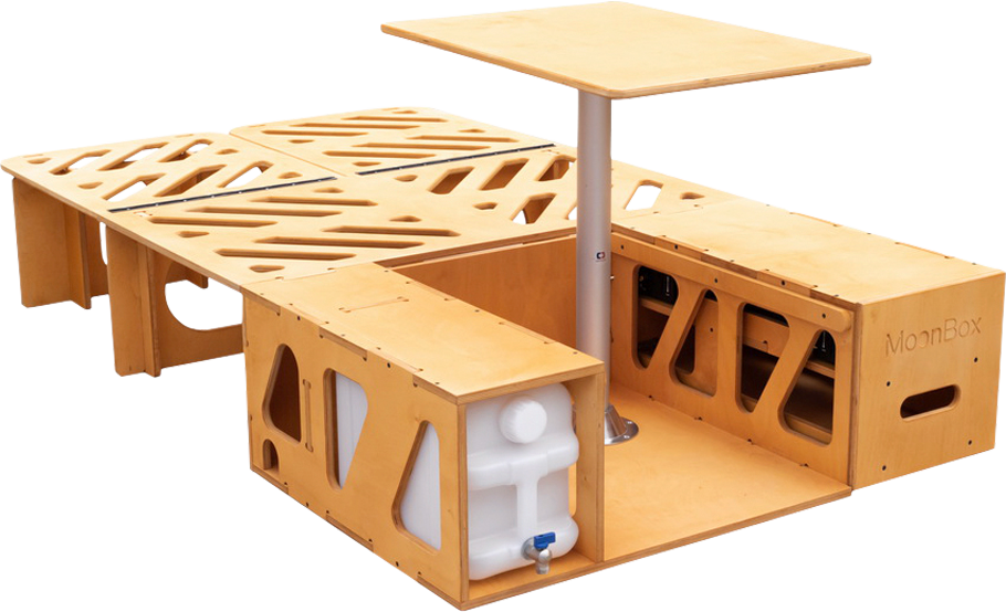 Campingboks 111 Modify for minivan i bjørketre - Moonbox forfra