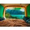 Campingboks hvit Van/Bus TYP 124 bjørketre bakside med oppbevaring