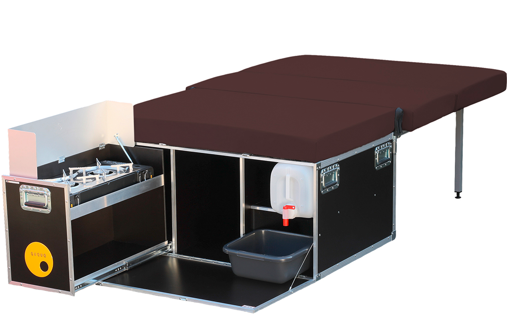 Campingboks MidiBox for vans med kjøkken og seng 195x125 cm - Ququq front