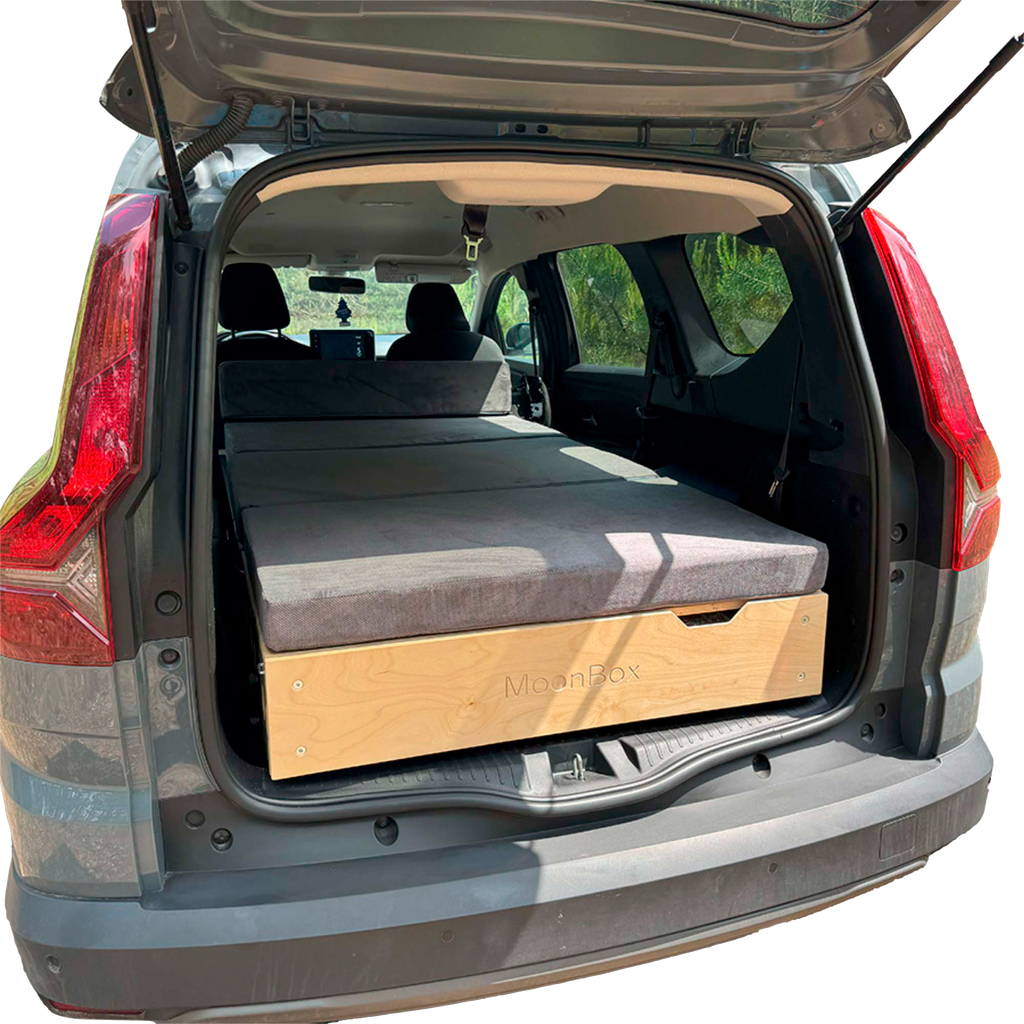 Campingboks Slim for kombi, SUV og van m/soveunderlag 173-190 cm - Moonbox forfra