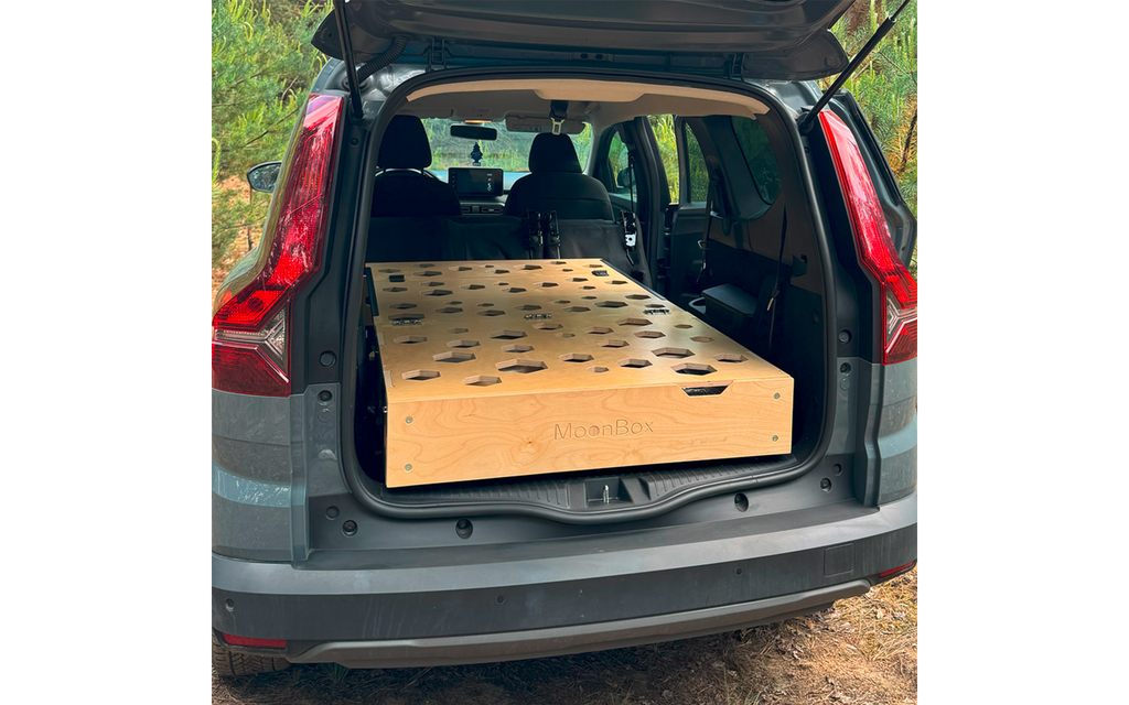 Campingboks Slim for kombi, SUV og van m/soveunderlag 173-190 cm - Moonbox bakside