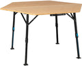 Campingbord 6-kantet bambus, justerbar høyde, 120x104x70 cm sett forfra