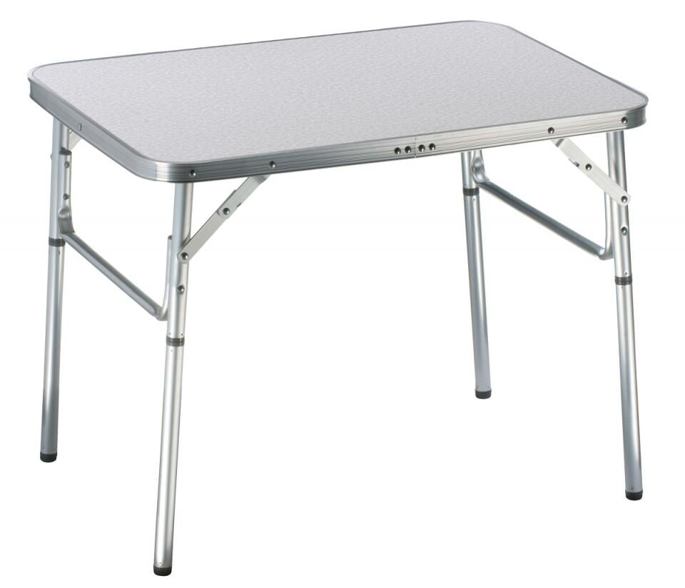 Campingbord 75x55 cm høydejusterbar aluminium - Edco forfra