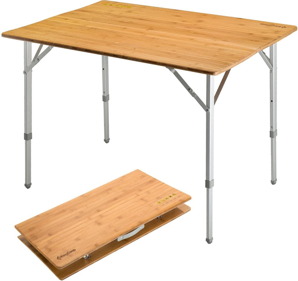 Campingbord Bamboo Family 100x72 cm, 3 høyder, bambus forfra