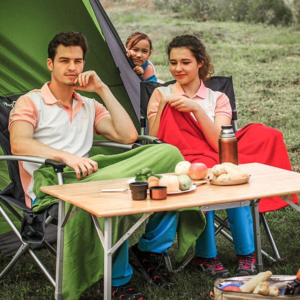 Campingbord Bamboo Family 100x72 cm, 3 høyder, bambus pakket til transport