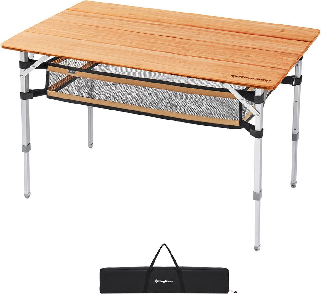 Campingbord Bamboo Plus 100x65 cm, 3 høyder, bambus forfra