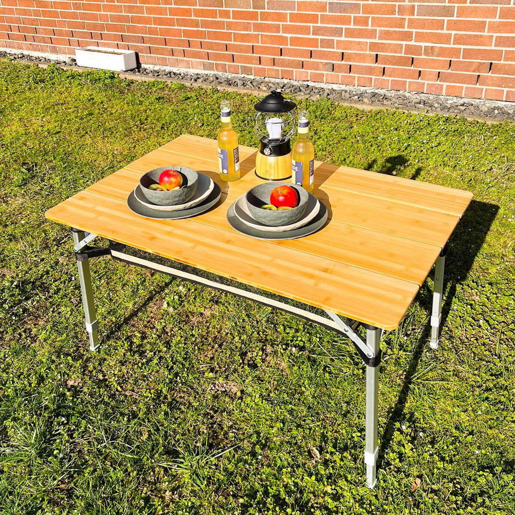 Campingbord Bamboo Plus 100x65 cm, 3 høyder, bambus pakkestørrelse