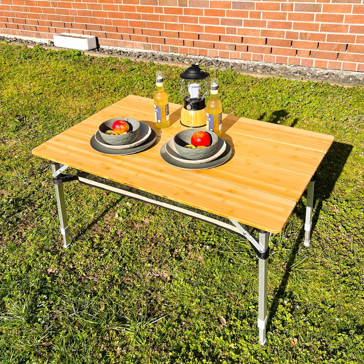 Campingbord Bamboo Plus 100x65 cm, 3 høyder, bambus pakkestørrelse