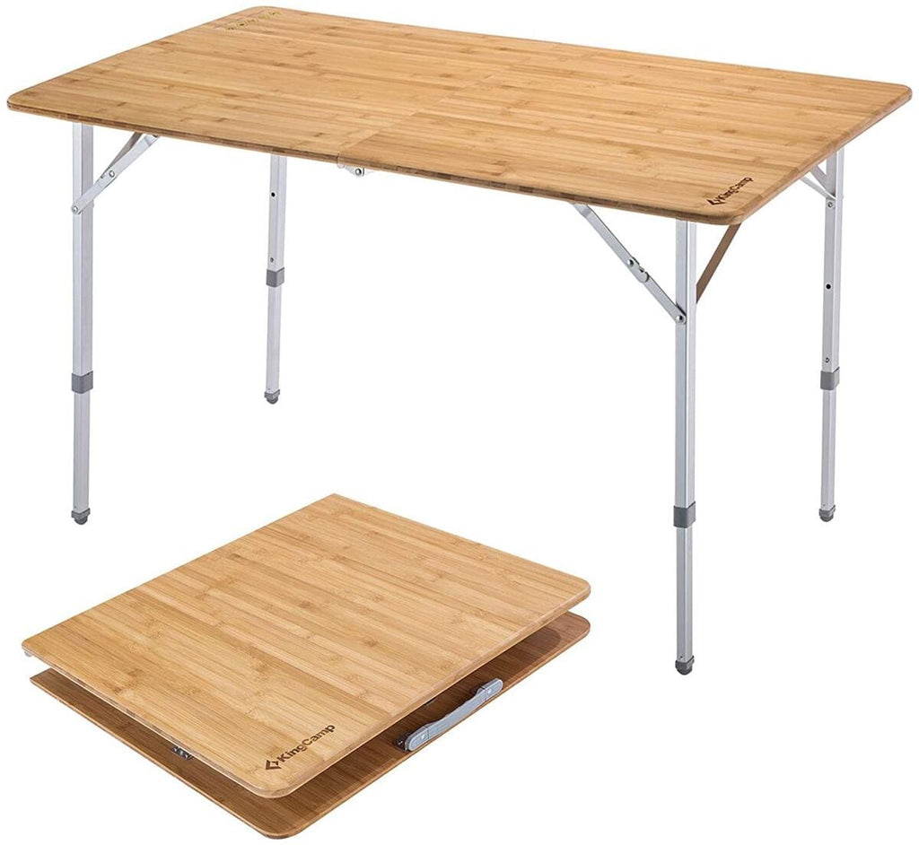 Campingbord Bamboo XL 120x70 cm, 3 høyder, bambus forfra