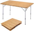 Campingbord Bamboo XL 120x70 cm, 3 høyder, bambus forfra