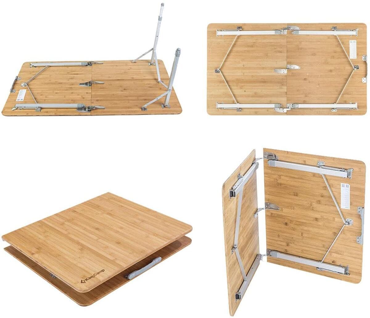 Campingbord Bamboo XL 120x70 cm, 3 høyder, bambus nærbilde av ben
