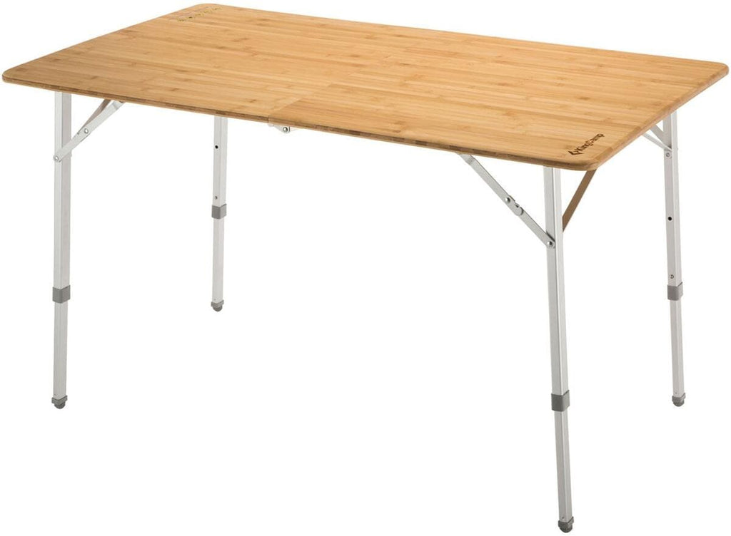 Campingbord Bamboo XL 120x70 cm, 3 høyder, bambus foldet sammen