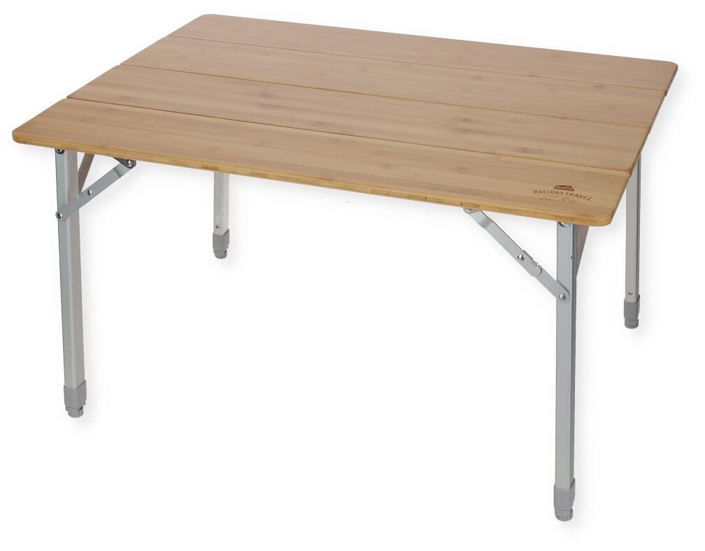Campingbord bambus 80x60 cm høydejusterbar 42-65 cm - Holiday Travel forfra