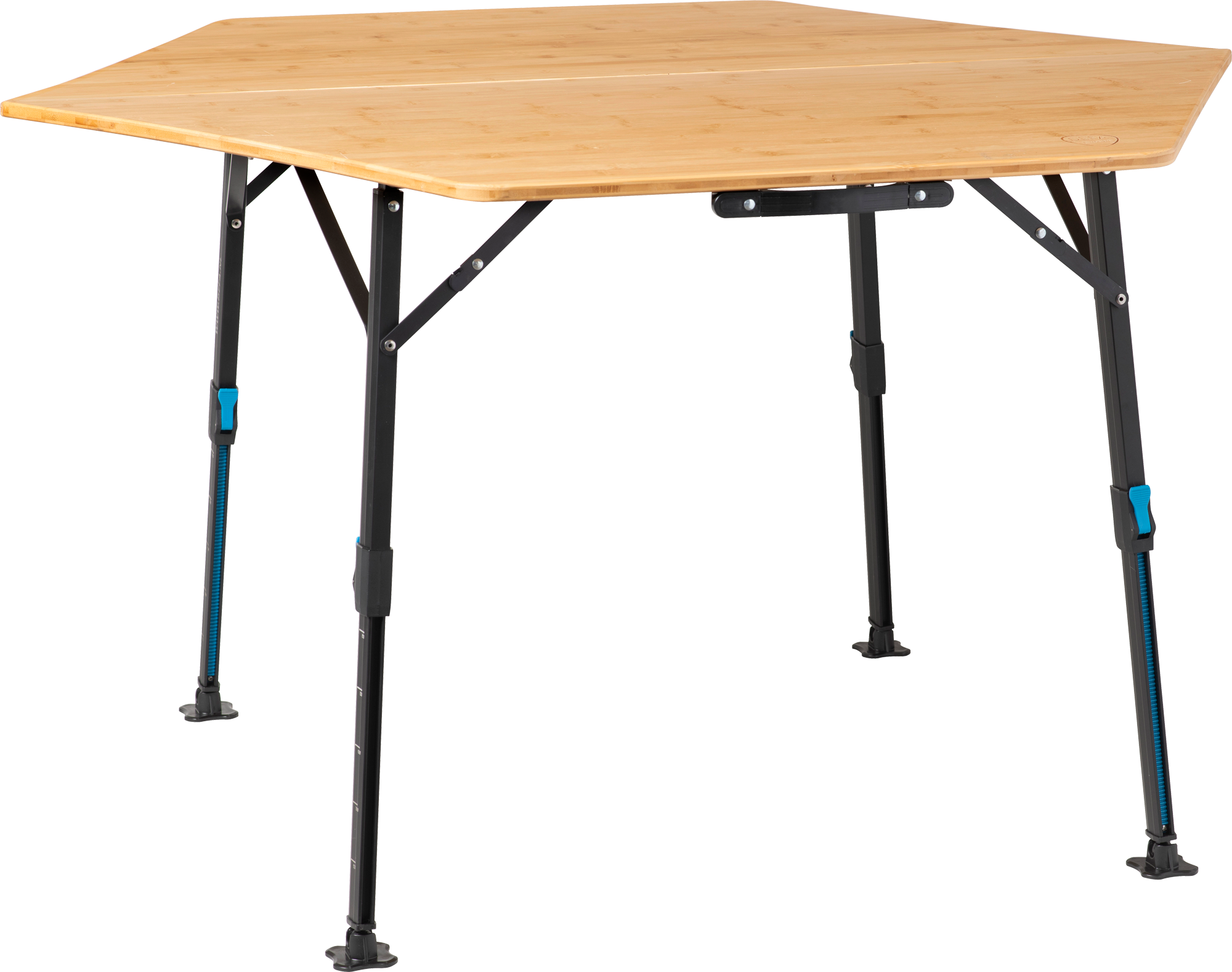 Campingbord bambus sekskantet høydejusterbart 120x70 cm - DEFA fra siden