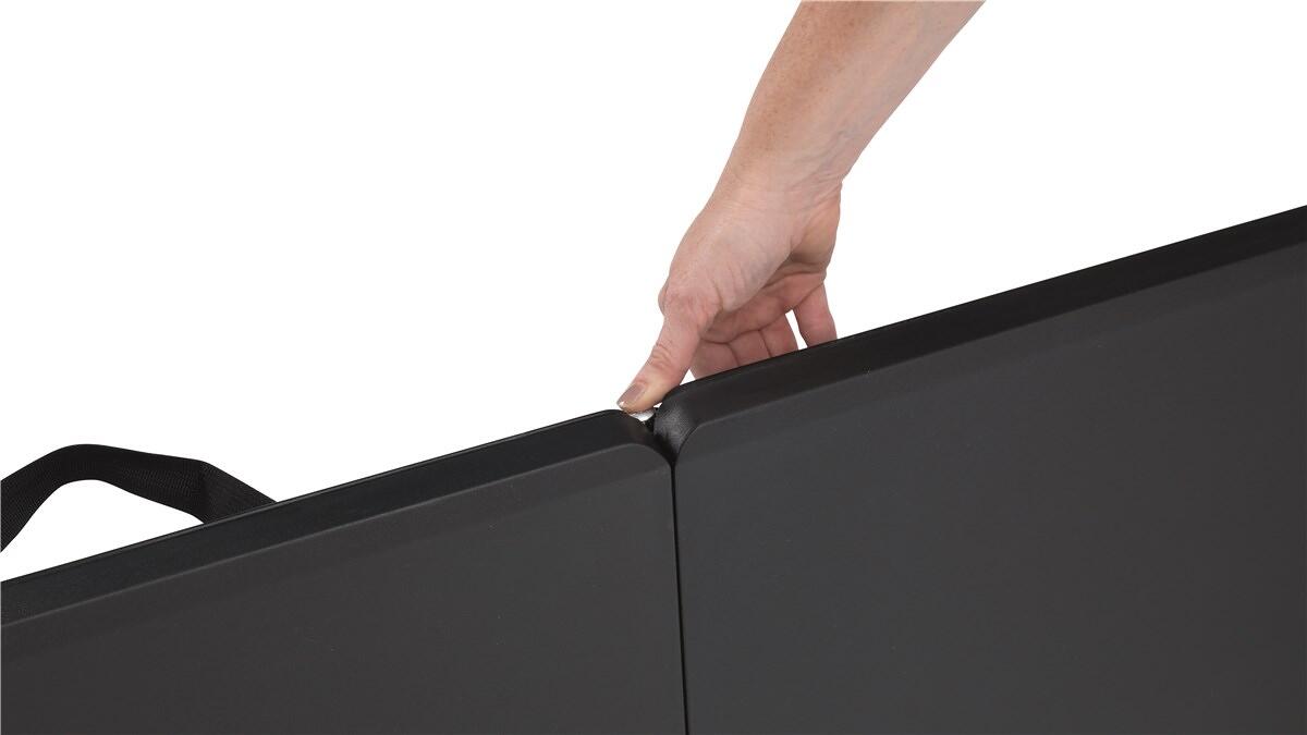 Campingbord Claros 50x101 cm høydejusterbart i stål, svart detalj nærbilde