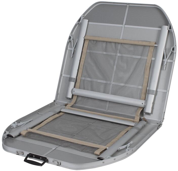 Campingbord Crouzet ovalt aluminium detalj av aluminiumsplate