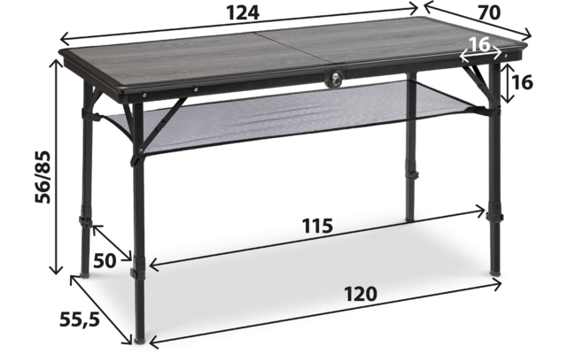 Campingbord Dinemic Elùtop sammenleggbart bakside