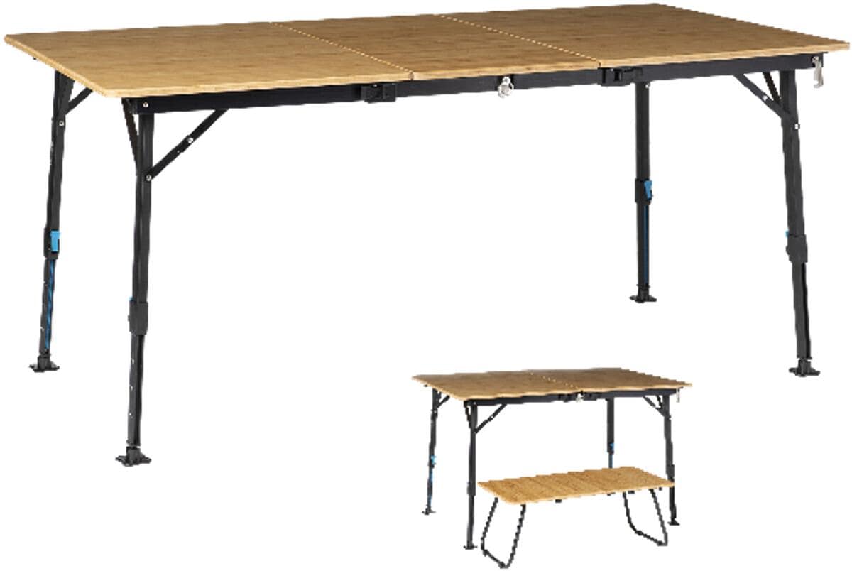Campingbord Flex 3-i-1 bambus 155x78 cm 4-6 pers. sett forfra
