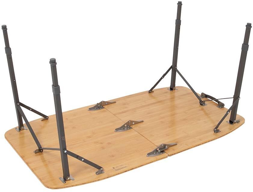 Campingbord Islington 120x70 cm bambus høydejusterbart oval nærbilde av ben