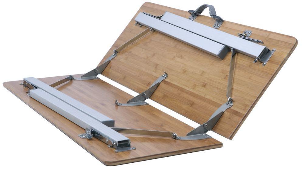 Campingbord Kamloops i bambus med aluminiumsramme bakside