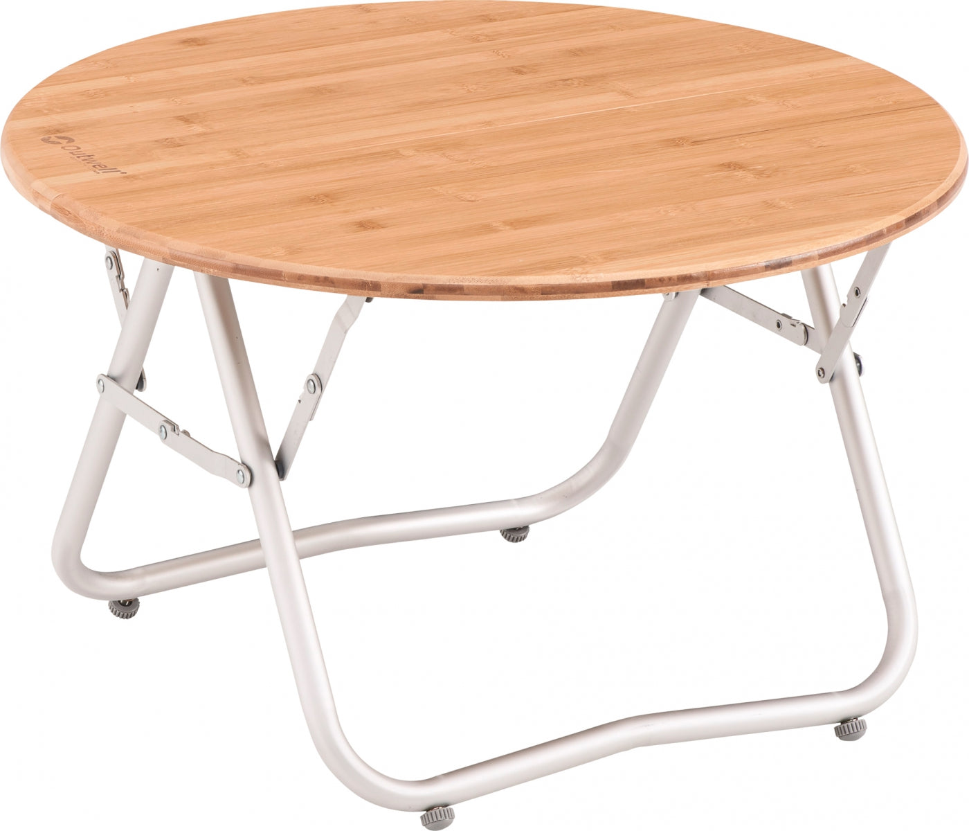 Campingbord Kimberly rundt bambus 65 cm med bæreveske, forfra