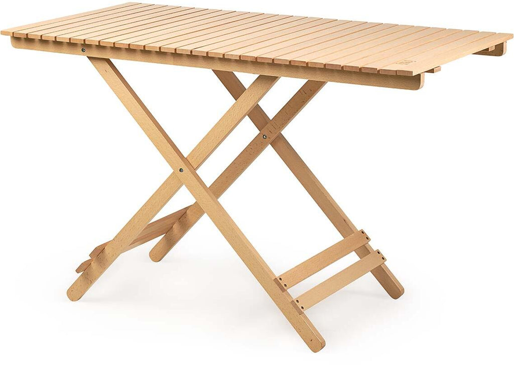 Campingbord klappbart 120x60 cm bøketre høydejusterbart forfra