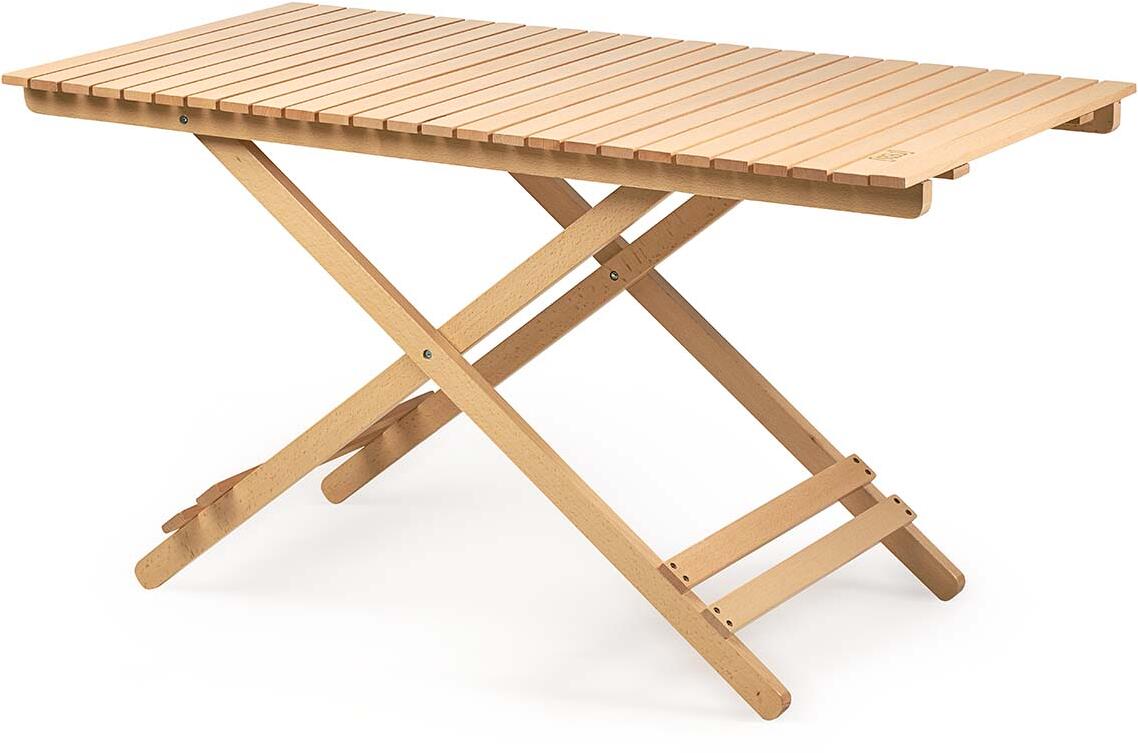 Campingbord klappbart 120x60 cm bøketre høydejusterbart bakside