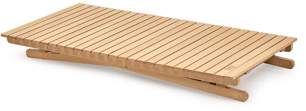 Campingbord klappbart 120x60 cm bøketre høydejusterbart montert i naturen