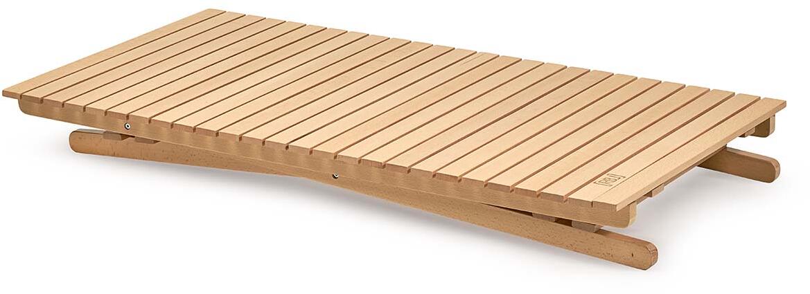 Campingbord klappbart 120x60 cm bøketre høydejusterbart montert i naturen
