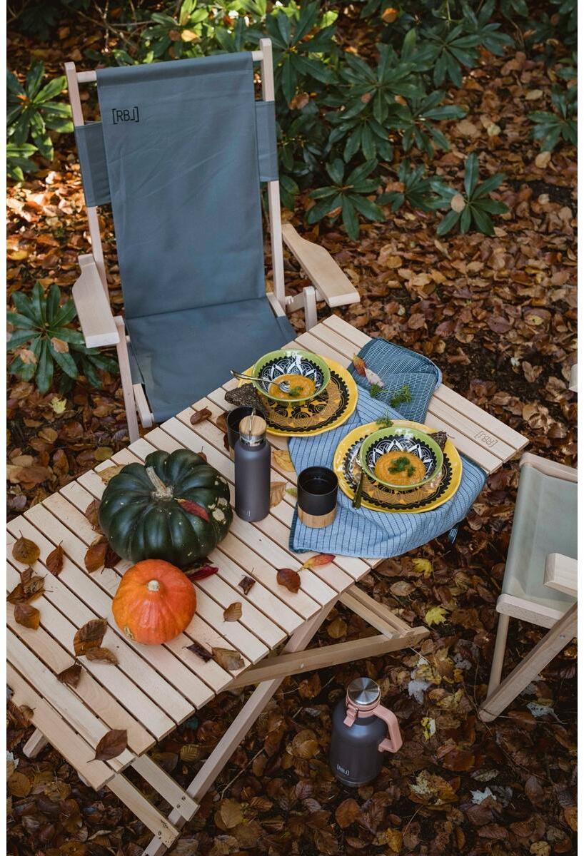 Campingbord klappbart 120x60 cm bøketre høydejusterbart detalj av bordben