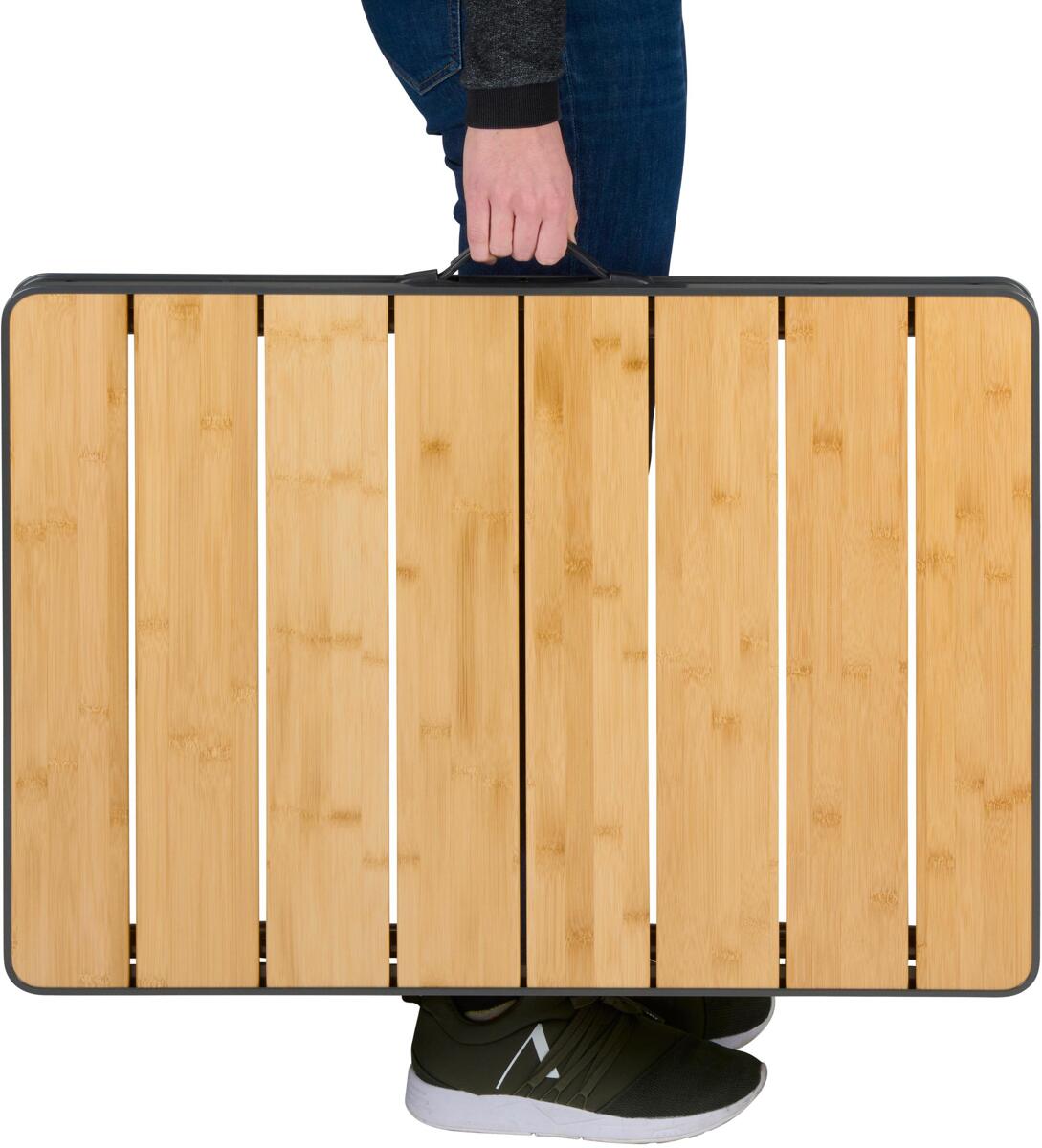Campingbord klappbart høydejusterbart 75x55 cm bakside