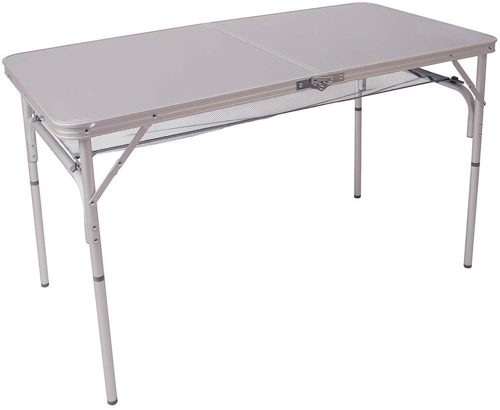 Campingbord koffertbord aluminium 120x60 cm høydejusterbart forfra