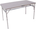 Campingbord koffertbord aluminium 120x60 cm høydejusterbart forfra