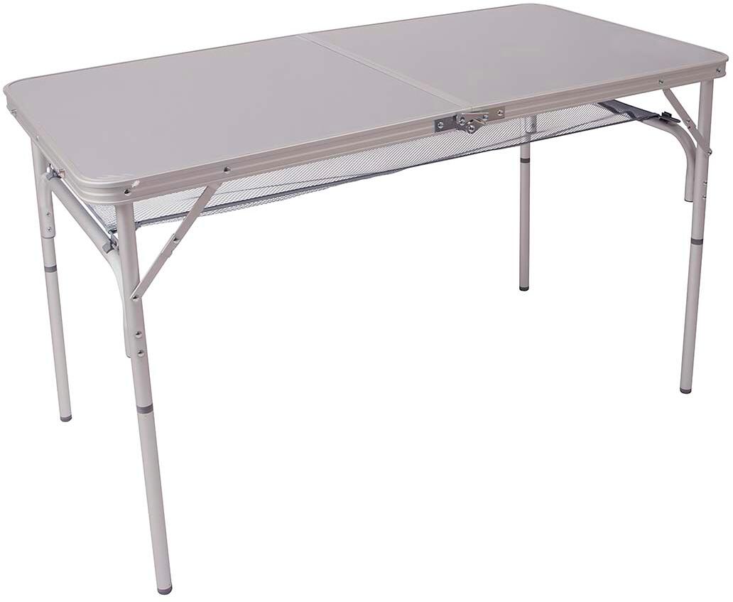 Campingbord koffertbord aluminium 120x60 cm høydejusterbart forfra