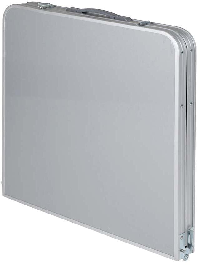 Campingbord koffertbord aluminium 120x60 cm høydejusterbart montert i campingsituasjon