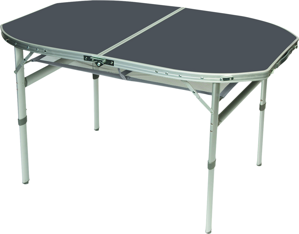 Campingbord koffertmodell oval 120x80 cm MDF-plate forfra