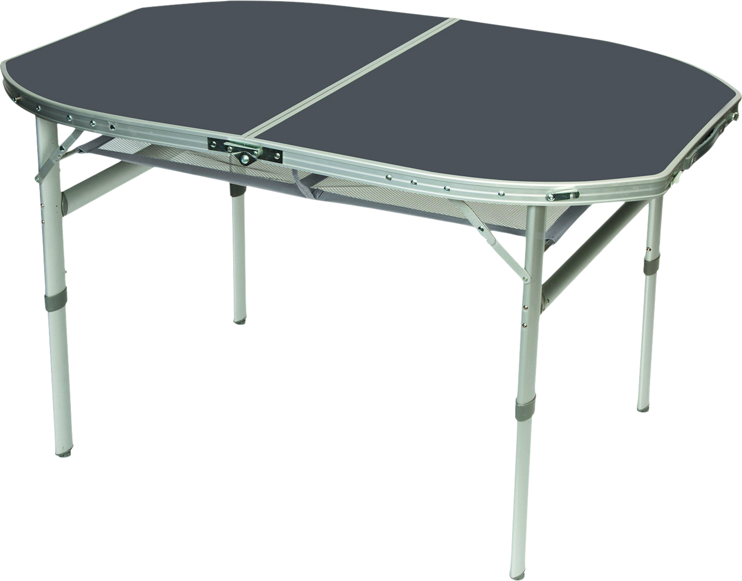 Campingbord koffertmodell oval 120x80 cm MDF-plate forfra