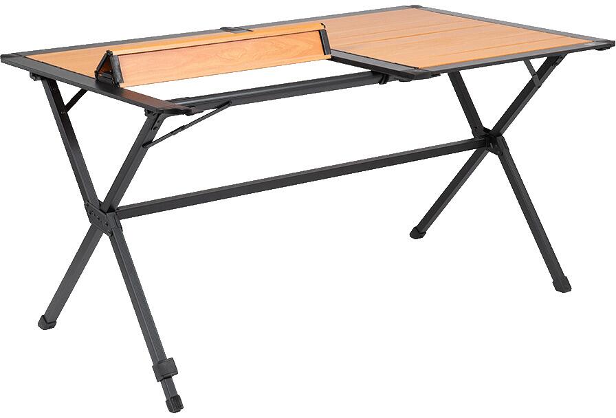 Campingbord Nadar med rullbar bordplate brun/svart detalj av bordplate