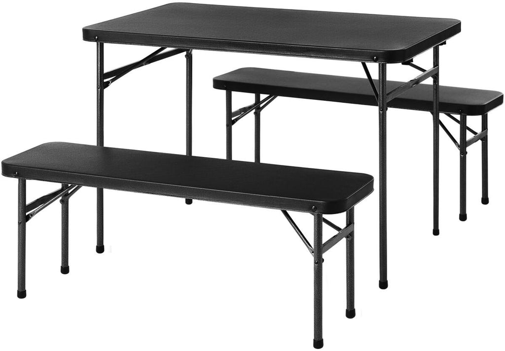 Campingbord Pack-Away med benker 102x61x70 cm svart Coleman forfra
