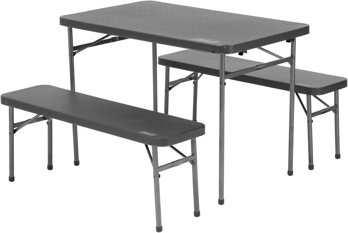 Campingbord Pack-Away med benker 102x61x70 cm svart Coleman sammenlagt