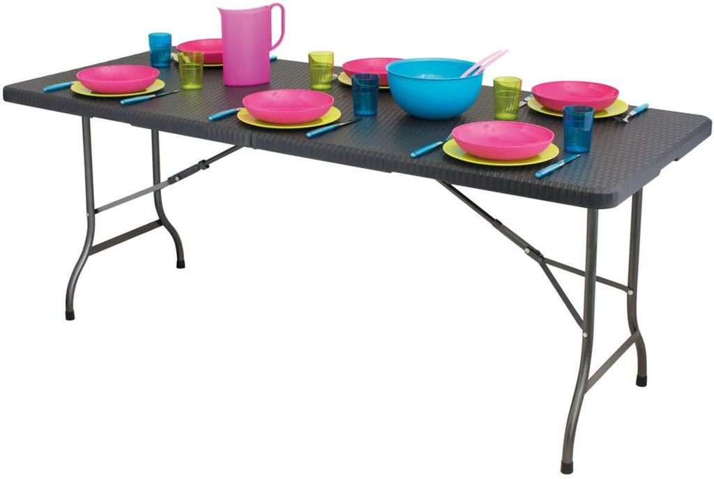 Campingbord Ratan sammenleggbart 179,5x72 cm bakside