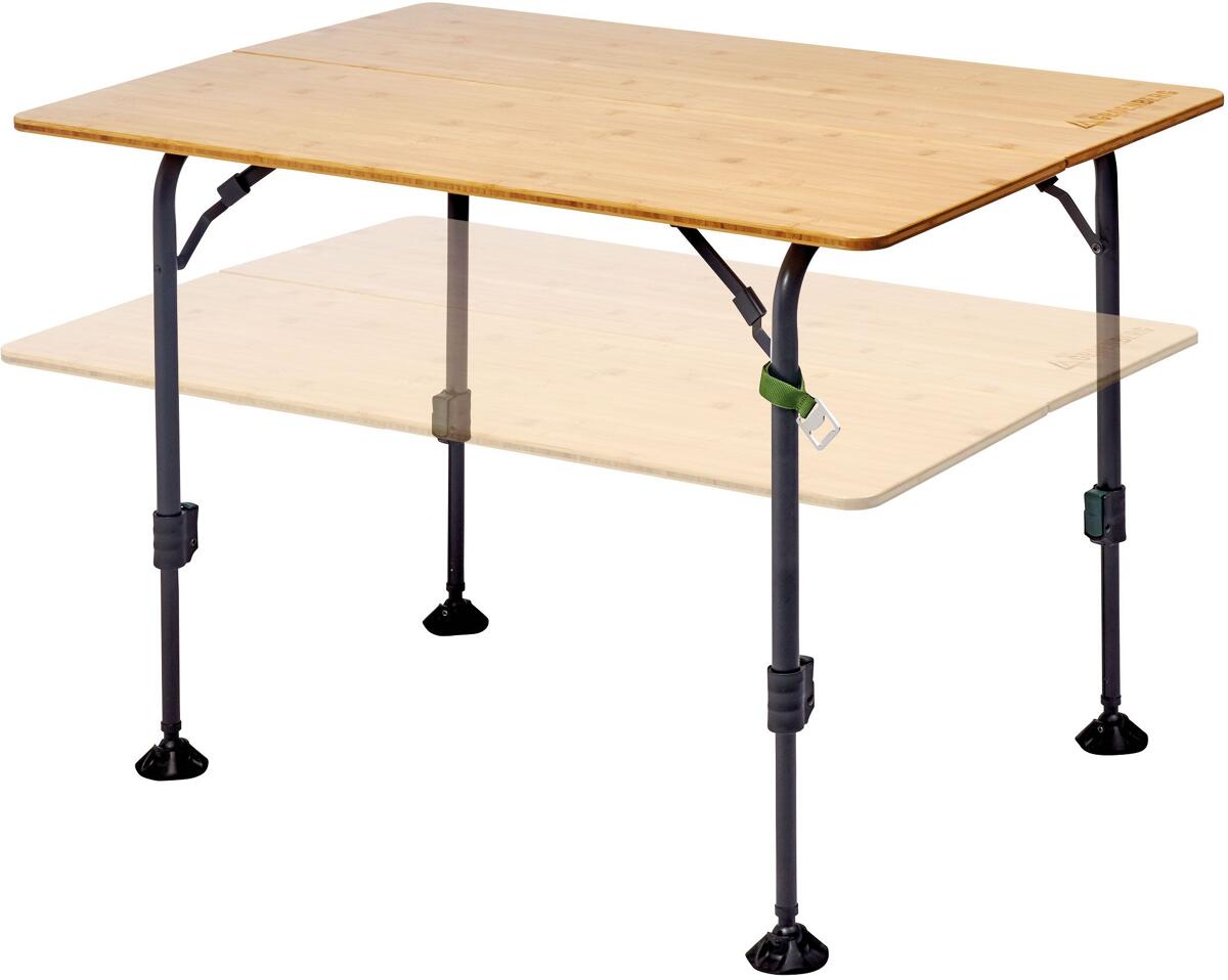 Campingbord Skal høydejusterbart 100x70cm, bambus - Groenberg forfra