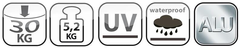 Campingbord Smart Star 90x70 cm hvit montert ute