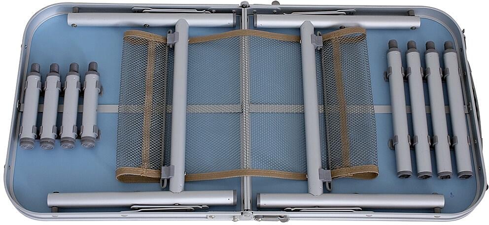Campingbord St. Remy sammenleggbart aluminium 80x40 cm montert på campingplass