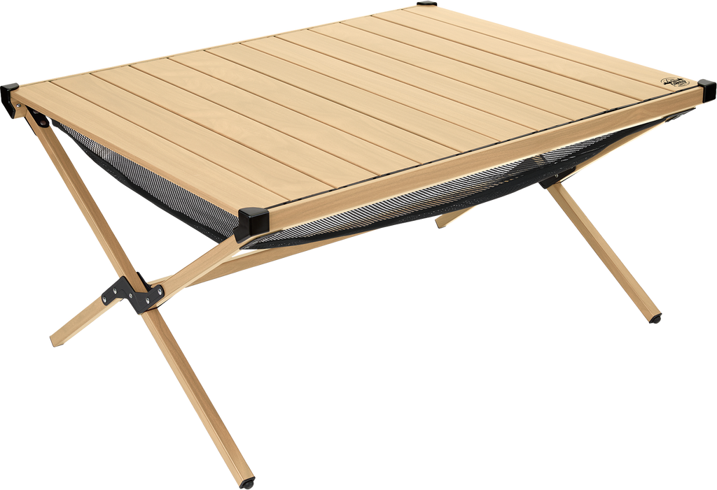 Campingbord Tavira rullbart aluminium bambusutseende forfra