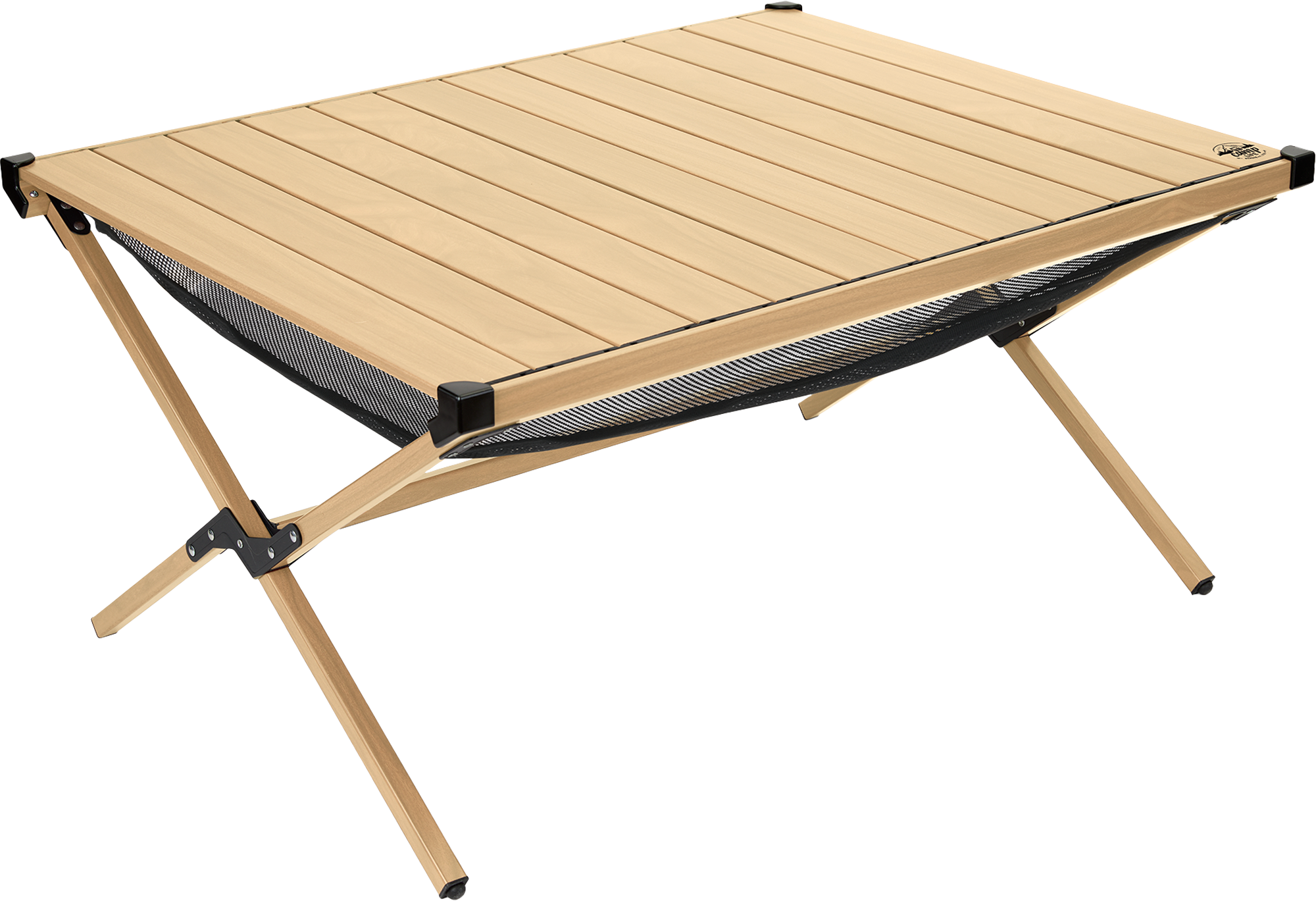 Campingbord Tavira rullbart aluminium bambusutseende forfra