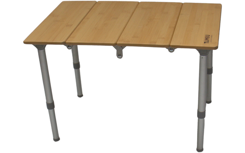 Campingbord Tebo 60 x 40 cm høydejusterbar bambus detalj av bordplate
