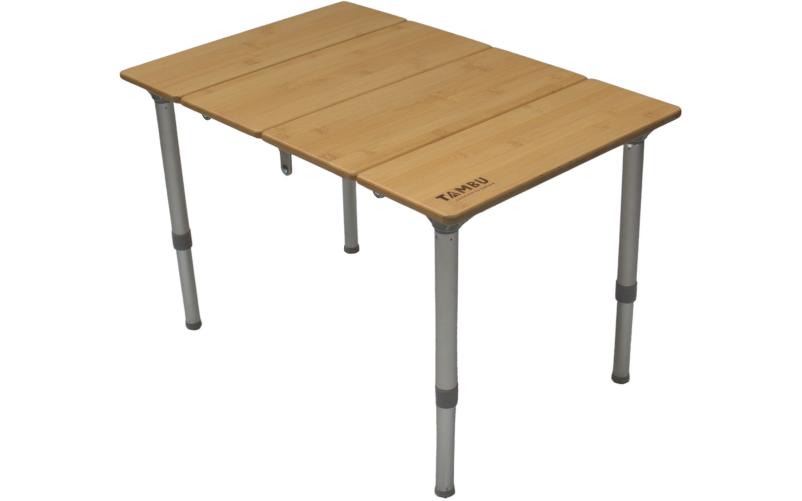 Campingbord Tebo 60 x 40 cm høydejusterbar bambus sammenfoldet med bæretaske